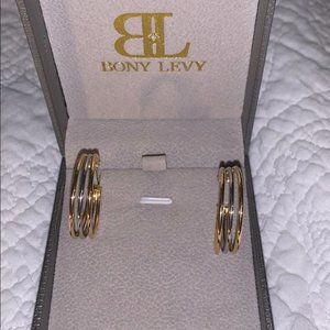 14K Yellow & White solid Gold Bony Levy earrings